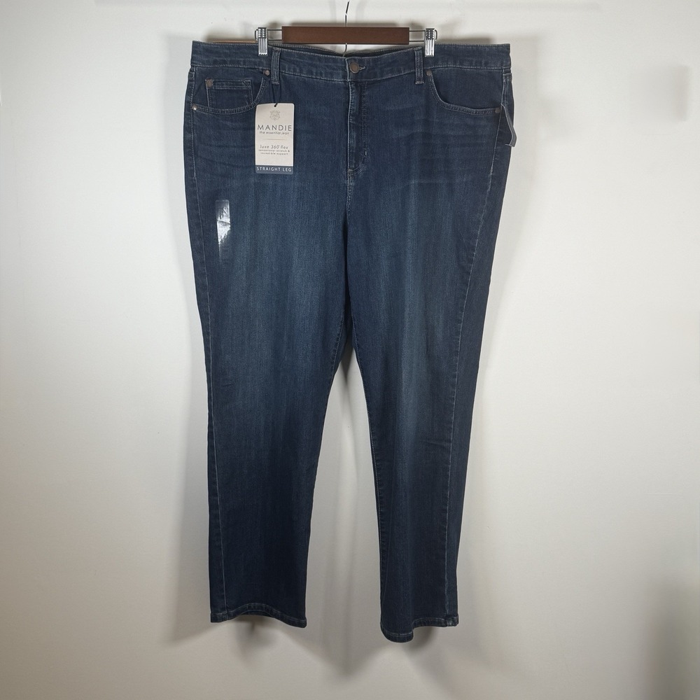 Bandolino Women's Jeans Mandie Straight Leg Size 24W‎ NWT Luxe 360 flex